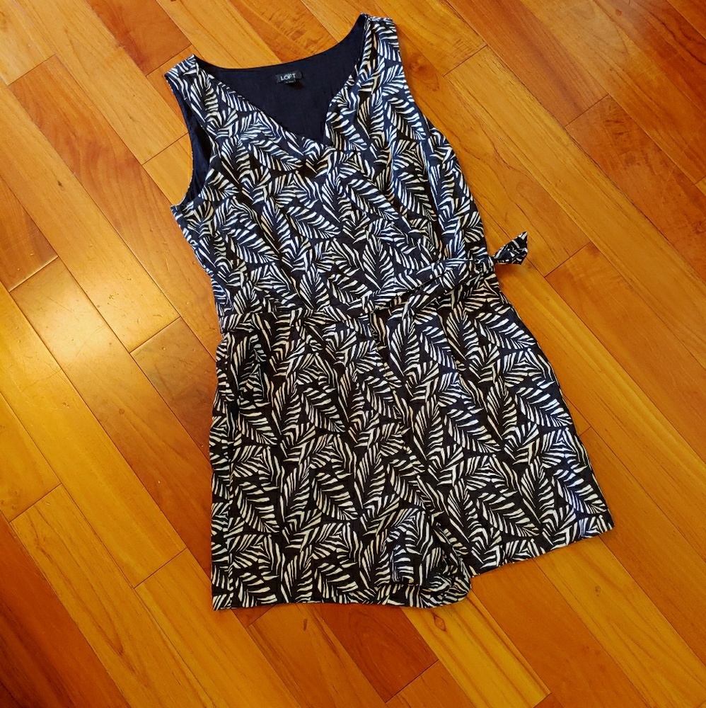 LOFT Leaf Print Wrap Tie Romper